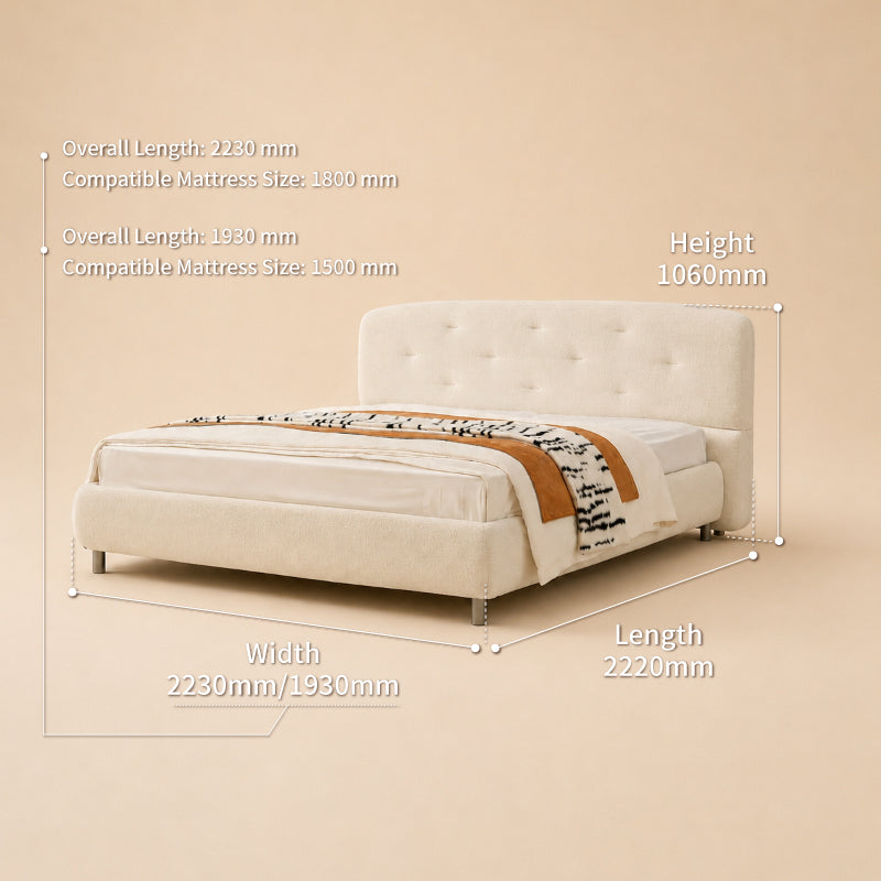 beige bed frame