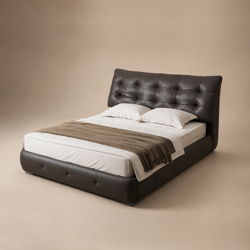 black leather bed frame