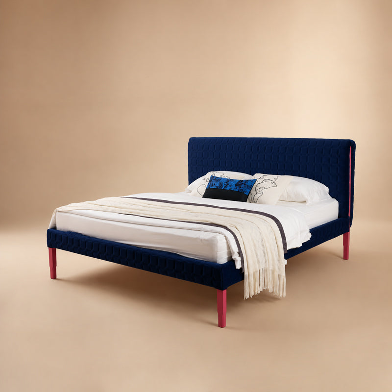 Dash Contrast-Trim Upholstered Bed Frame