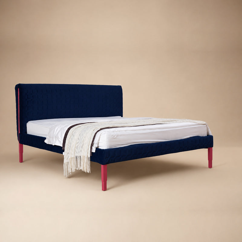 Dash Contrast-Trim Upholstered Bed Frame