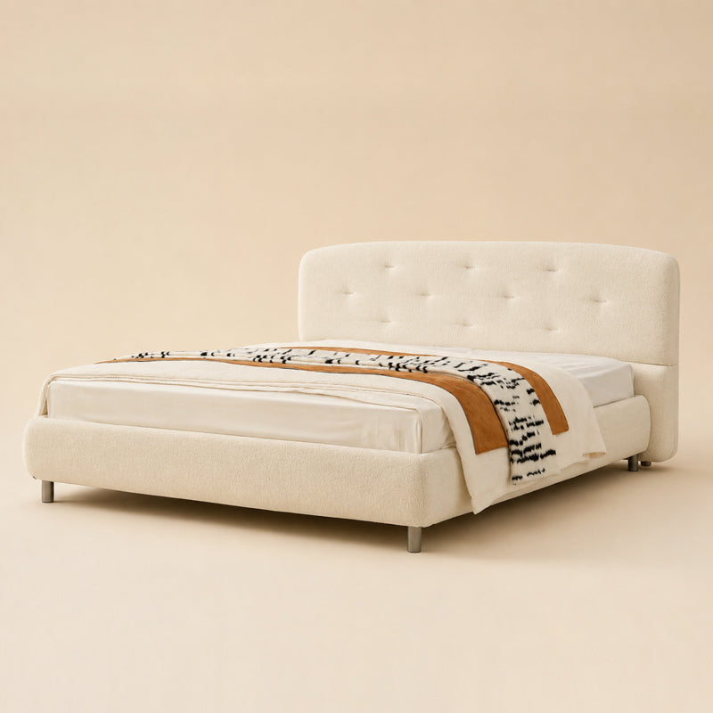 beige bed frame