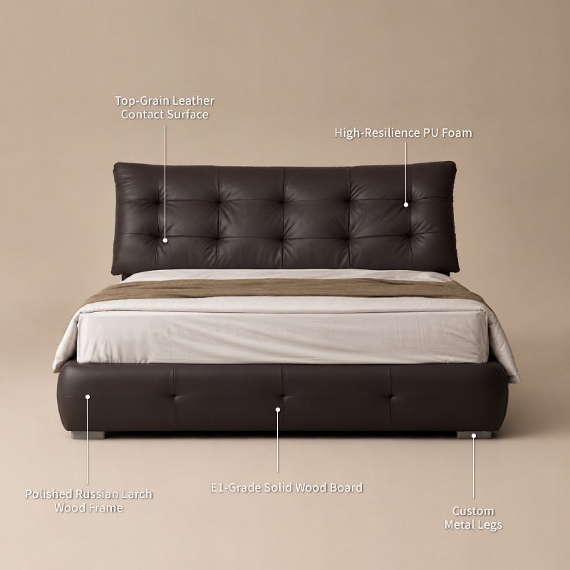 black leather bed frame