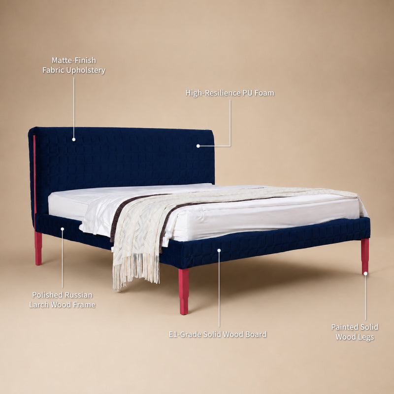 Dash Contrast-Trim Upholstered Bed Frame