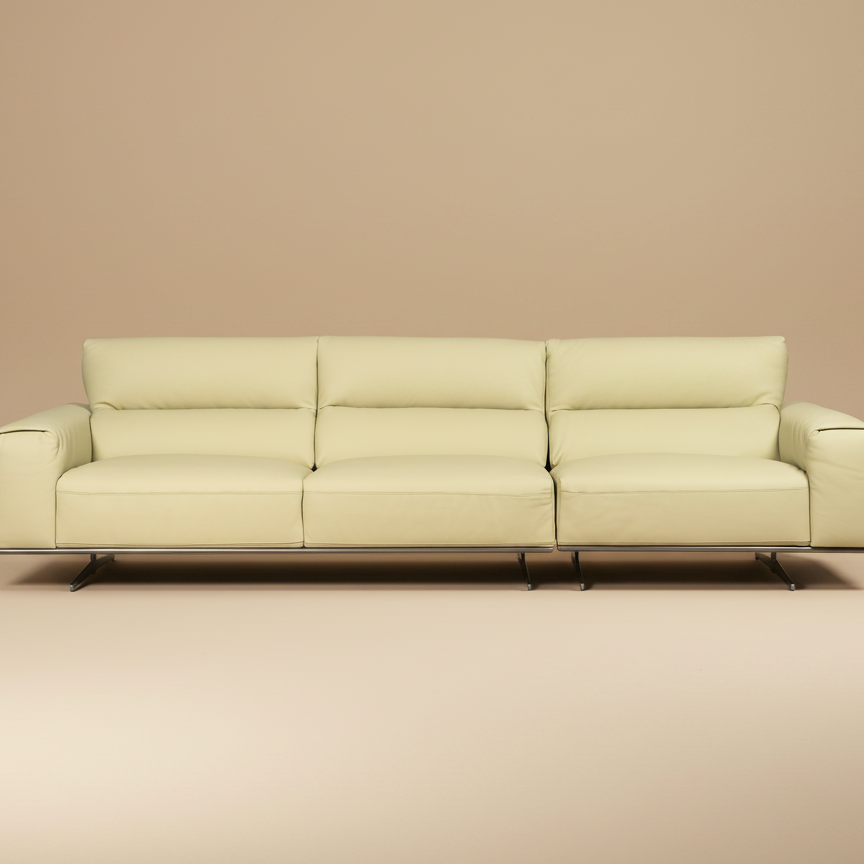 yellow leather sofa